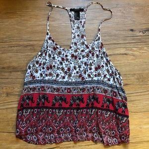 Cropped Elephant Patterned Tank Top